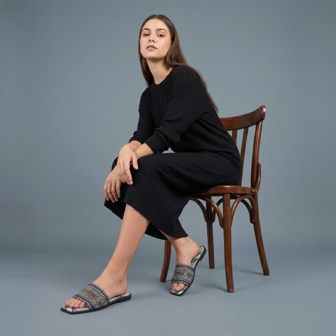 Mochi Women Grey Casual Slippers (SKU: 41-584-14-36)