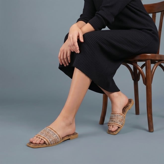 Mochi Women Tan Casual Slippers (SKU: 41-584-23-36)