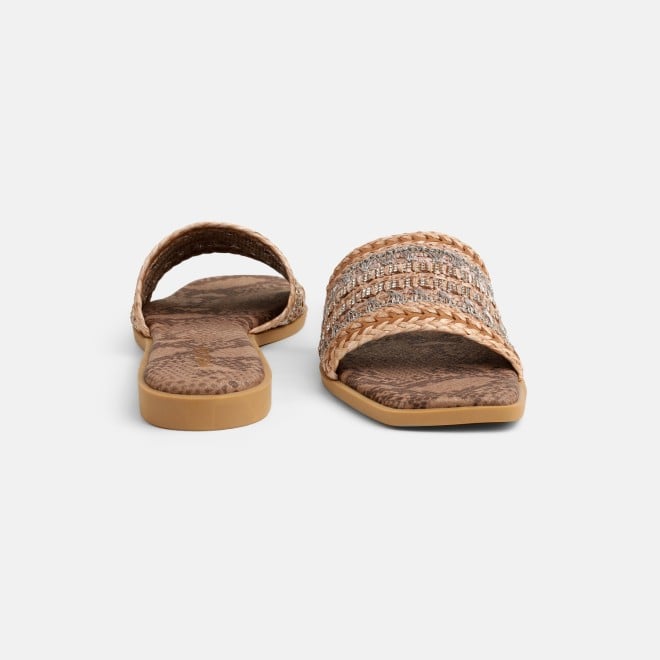 Mochi Women Tan Casual Slippers (SKU: 41-584-23-36)