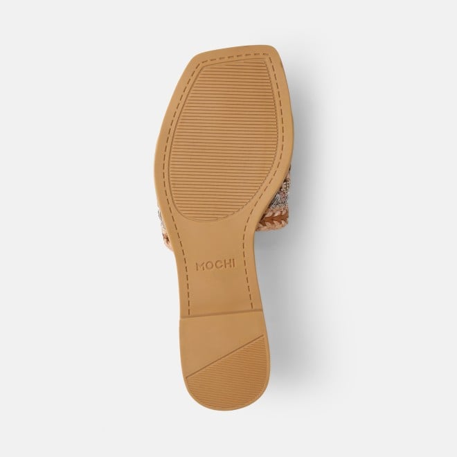 Mochi Women Tan Casual Slippers (SKU: 41-584-23-36)