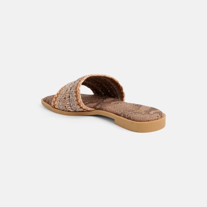 Mochi Women Tan Casual Slippers (SKU: 41-584-23-36)