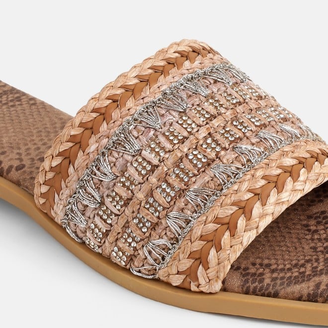 Mochi Women Tan Casual Slippers (SKU: 41-584-23-36)