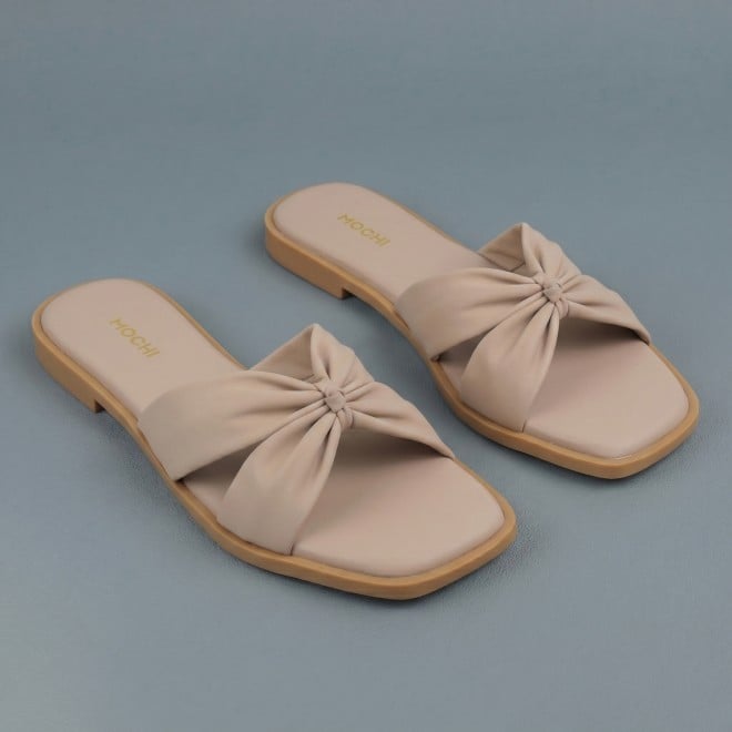 Mochi Women Beige Casual Slippers (SKU: 41-589-20-36)