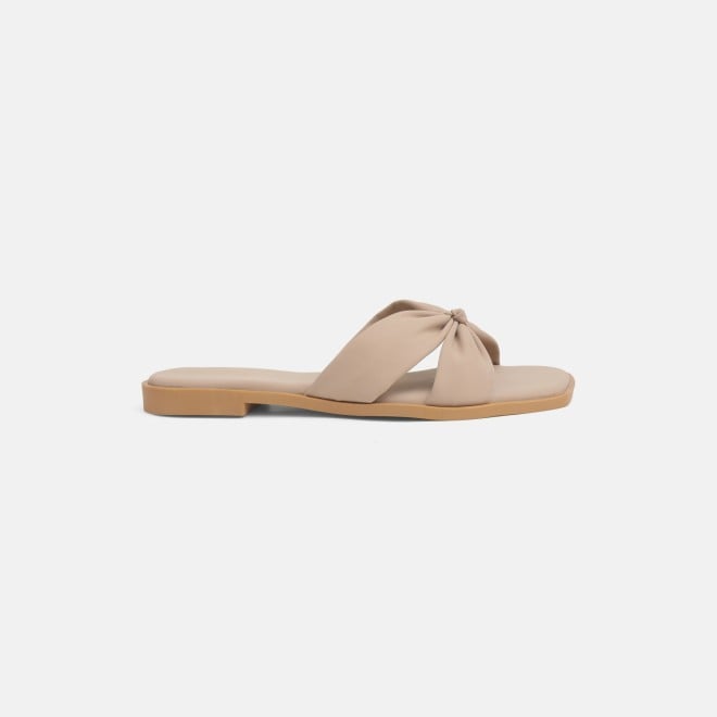Mochi Women Beige Casual Slippers (SKU: 41-589-20-36)
