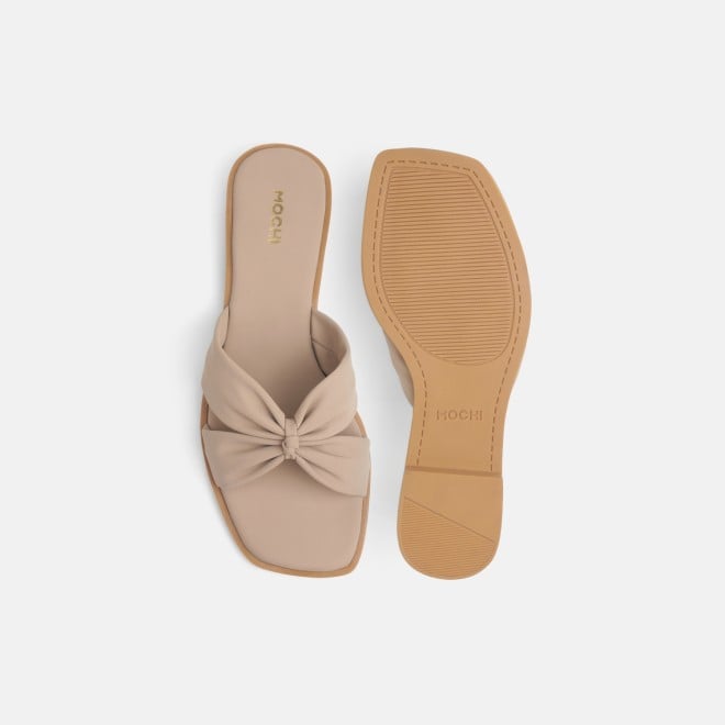 Mochi Women Beige Casual Slippers (SKU: 41-589-20-36)