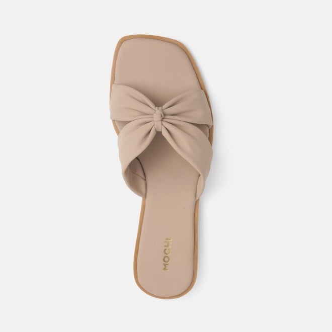 Mochi Women Beige Casual Slippers (SKU: 41-589-20-36)