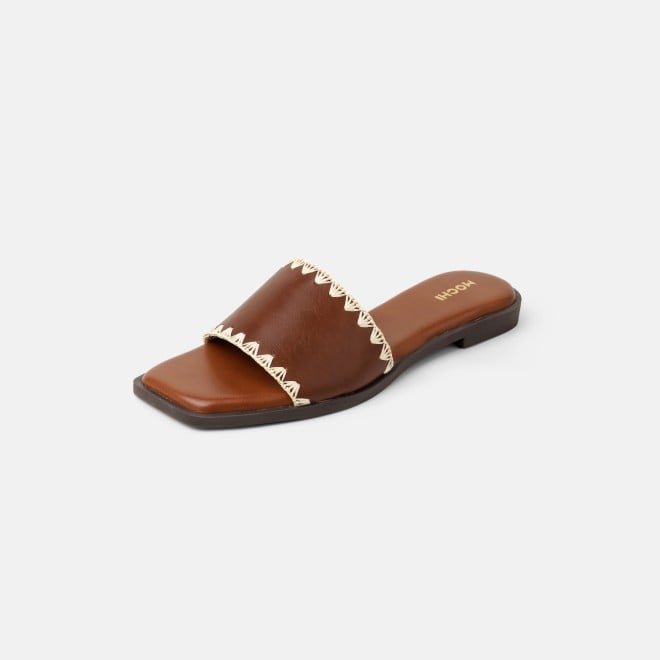 Mochi Women Tan Casual Slippers (SKU: 41-594-23-36)