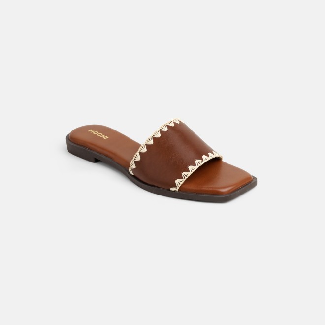 Mochi Women Tan Casual Slippers (SKU: 41-594-23-36)