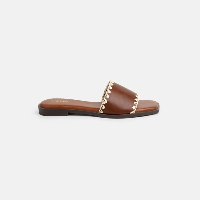 Mochi Women Tan Casual Slippers (SKU: 41-594-23-36)
