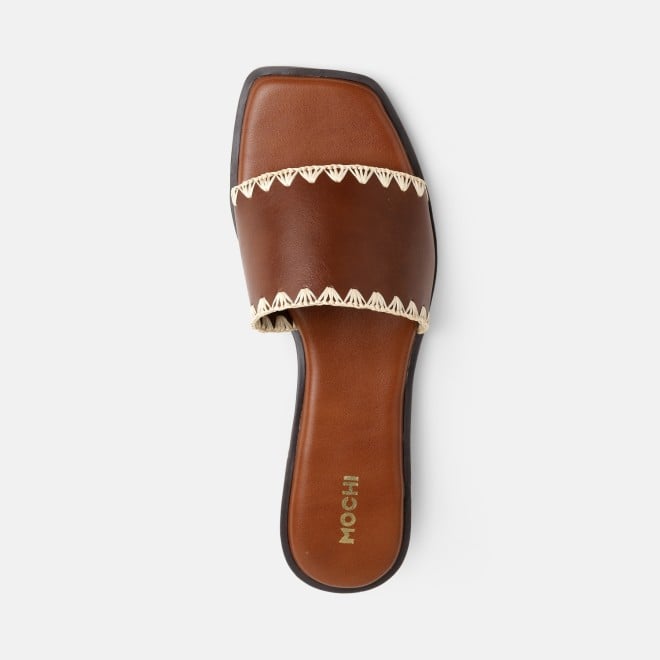Mochi Women Tan Casual Slippers (SKU: 41-594-23-36)