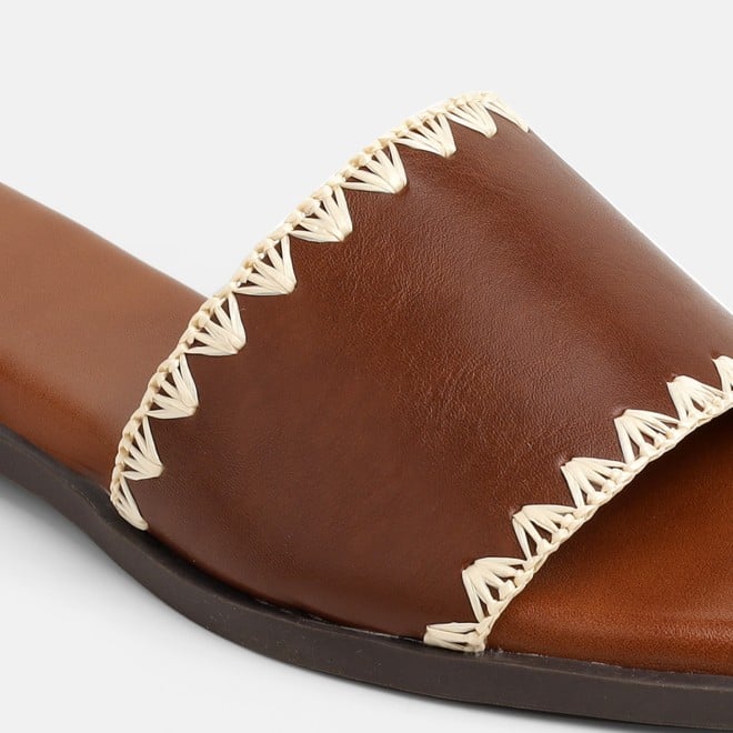 Mochi Women Tan Casual Slippers (SKU: 41-594-23-36)