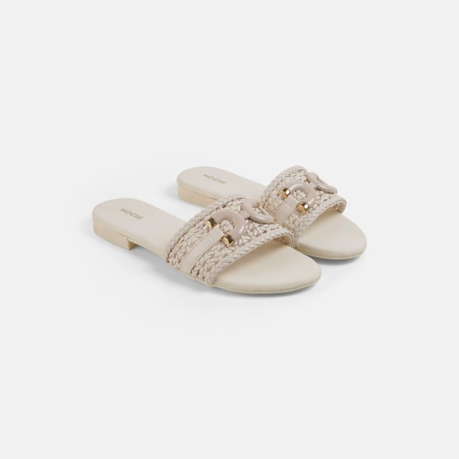 Mochi Women Off-white Casual Slippers (SKU: 41-600-66-36)
