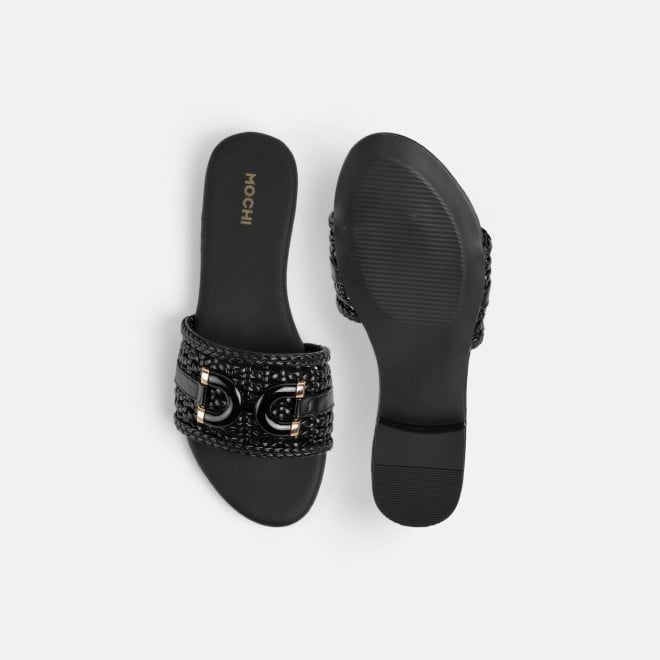 Mochi Women Black Casual Slippers (SKU: 41-600-11-36)