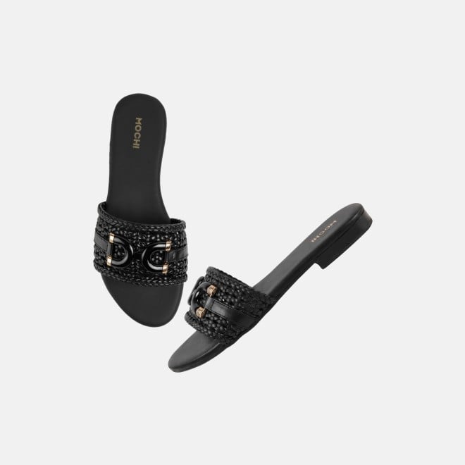 Mochi Women Black Casual Slippers (SKU: 41-600-11-36)