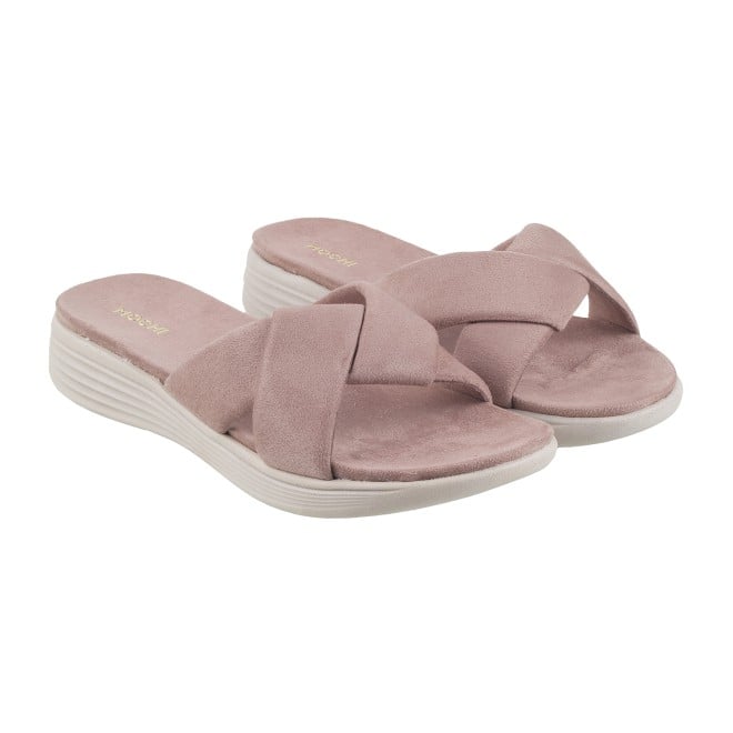 Mochi Women Beige Casual Slippers