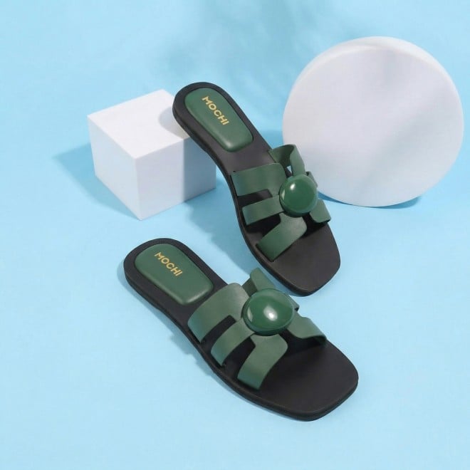 Mochi Women Green Casual Slippers (SKU: 41-800375-21-36)