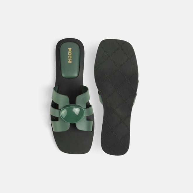 Mochi Women Green Casual Slippers (SKU: 41-800375-21-36)