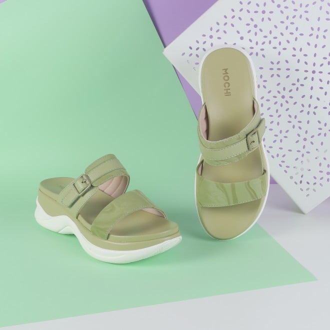 Mochi Women Green Casual Slip Ons (SKU: 41-900326-21-36)