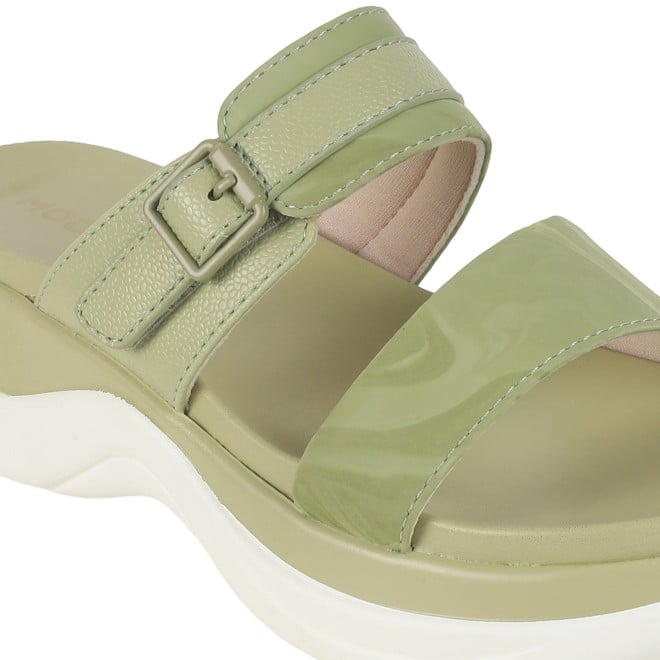 Mochi Women Green Casual Slip Ons (SKU: 41-900326-21-36)