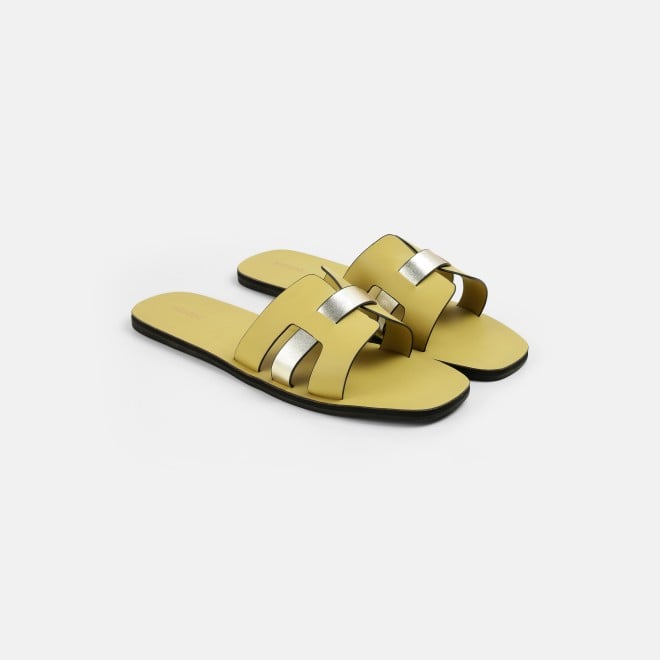 Mochi Women Yellow Casual Slip Ons (SKU: 41-9140-33-36)