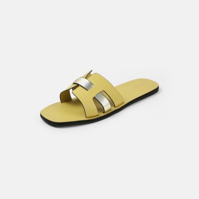 Mochi Women Yellow Casual Slip Ons (SKU: 41-9140-33-36)