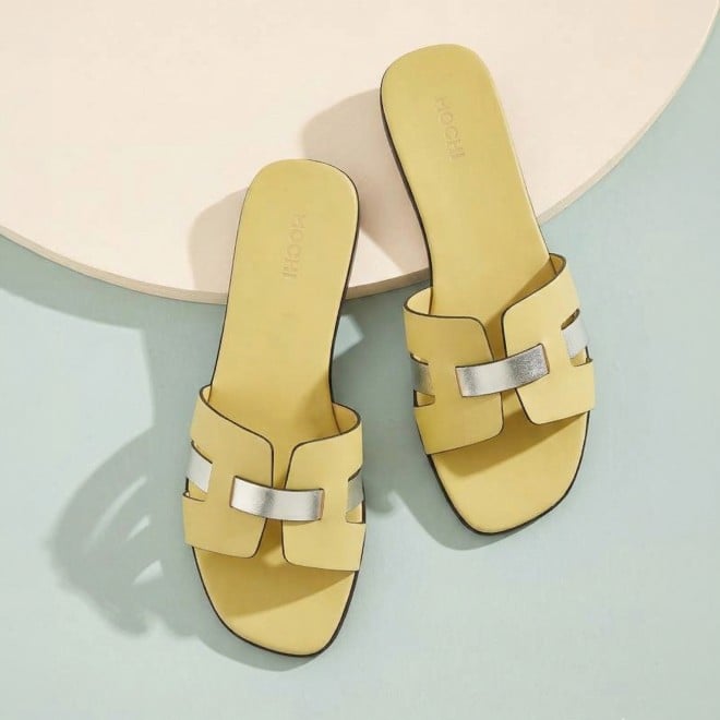 Mochi Women Yellow Casual Slip Ons