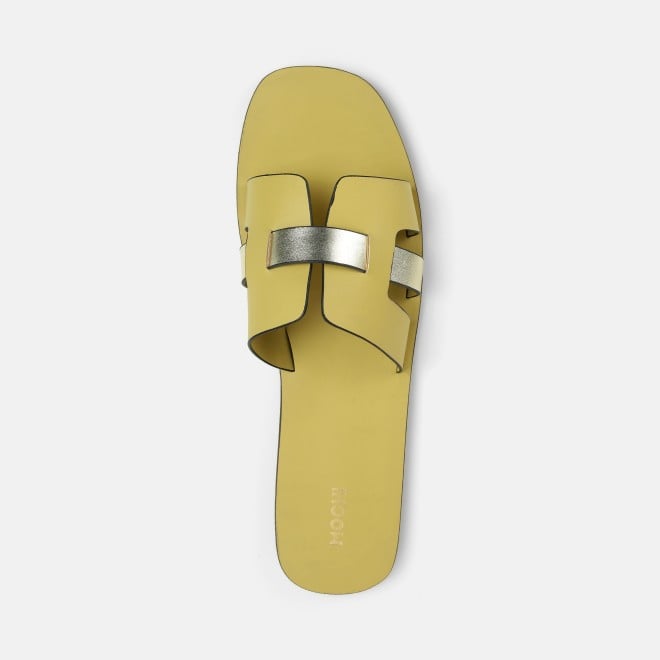 Mochi Women Yellow Casual Slip Ons (SKU: 41-9140-33-36)