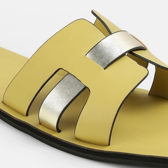 Mochi Women Yellow Casual Slip Ons (SKU: 41-9140-33-36)