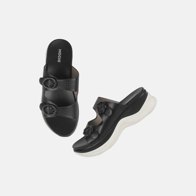 Mochi Women Black Casual Slip Ons (SKU: 41-9199-11-36)