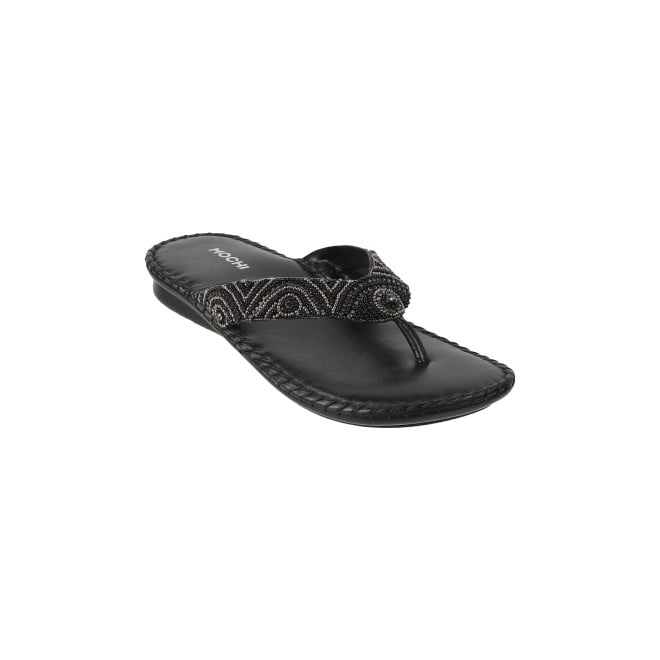 Mochi Women Black Casual Slippers
