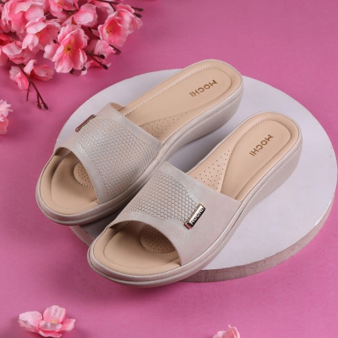 Mochi Women Beige Casual Slip Ons (SKU: 44-117-20-39)