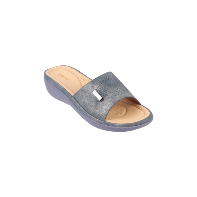 Mochi Women Blue Casual Slip Ons (SKU: 44-117-45-36)