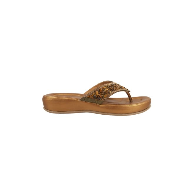 Mochi Women Antique-Gold Casual Slippers (SKU: 44-119-28-36)