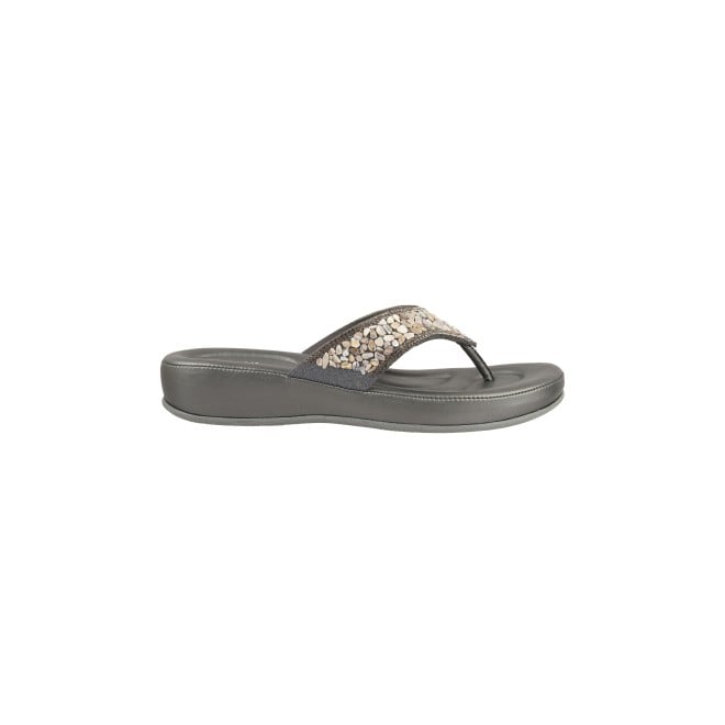 Mochi Women Gun-Metal Casual Slippers (SKU: 44-119-29-36)