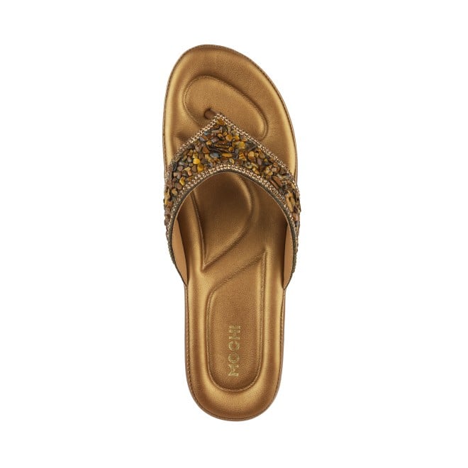 Mochi Women Antique-Gold Casual Slippers (SKU: 44-119-28-36)