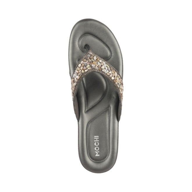 Mochi Women Gun-Metal Casual Slippers (SKU: 44-119-29-36)