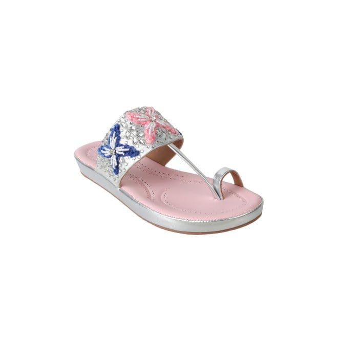 Mochi Women Silver Casual Slippers & Flip Flops (SKU: 44-135-27-37)