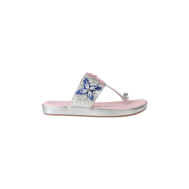 Mochi Women Silver Casual Slippers & Flip Flops (SKU: 44-135-27-38)