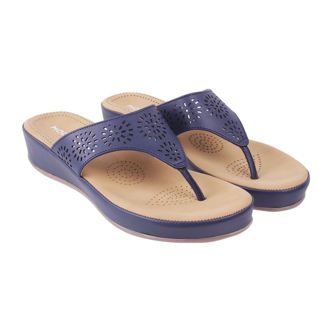 Mochi Women Blue Casual Slippers