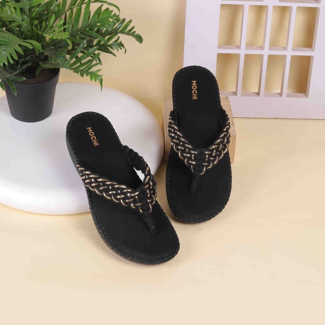 Mochi Women Black Casual Slip-Ons (SKU: 44-151-11-37)
