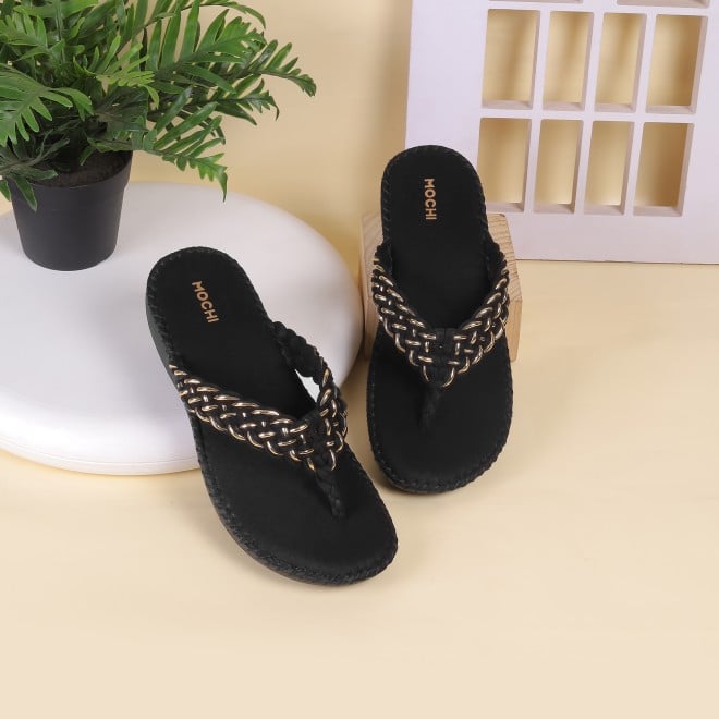 Mochi Women Black Casual Slip-Ons