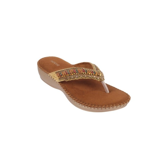 Mochi Women Antic-gold Party Slippers (SKU: 44-152-28-36)