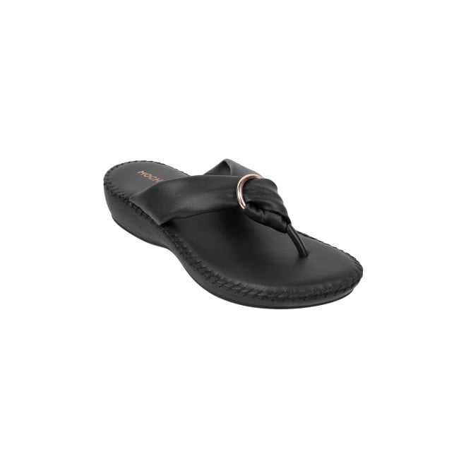 Mochi Women Black Casual Flip-Flops (SKU: 44-154-11-36)