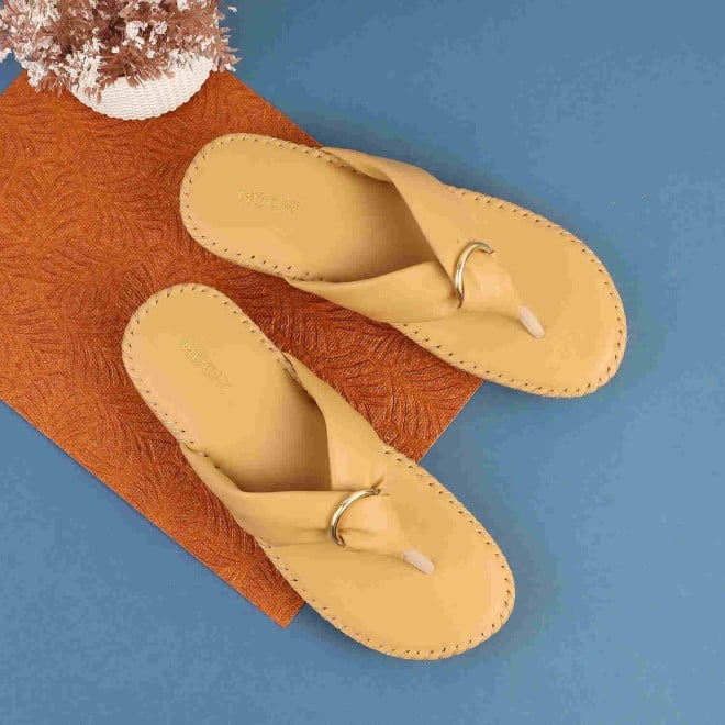 Mochi Women Beige Casual Flip-Flops (SKU: 44-154-20-36)