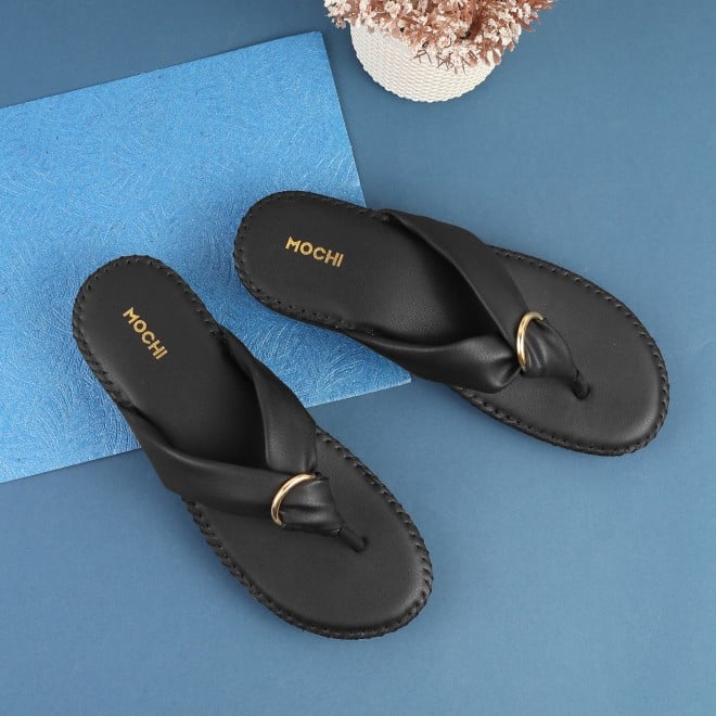 Mochi Women Black Casual Flip-Flops