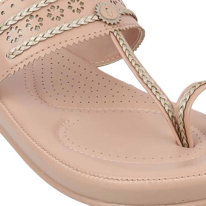 Mochi Women Peach Ethnic Kolhapuris (SKU: 44-1549-80-42)