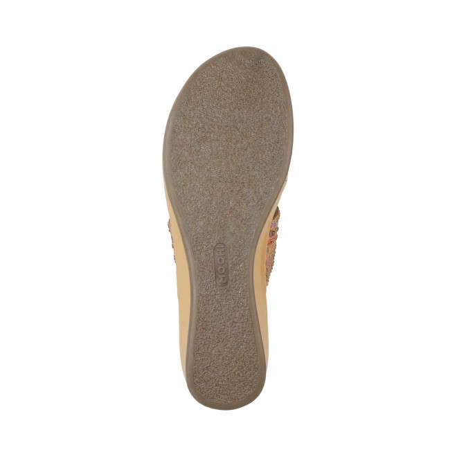 Mochi Women Beige Casual Slippers (SKU: 44-158-20-37)