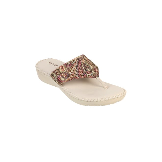 Mochi Women Beige Casual Slippers