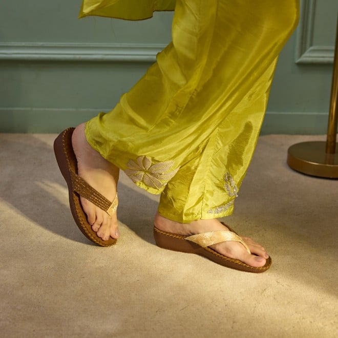 Mochi Women Antique-Gold Casual Slippers (SKU: 44-1675-28-36)