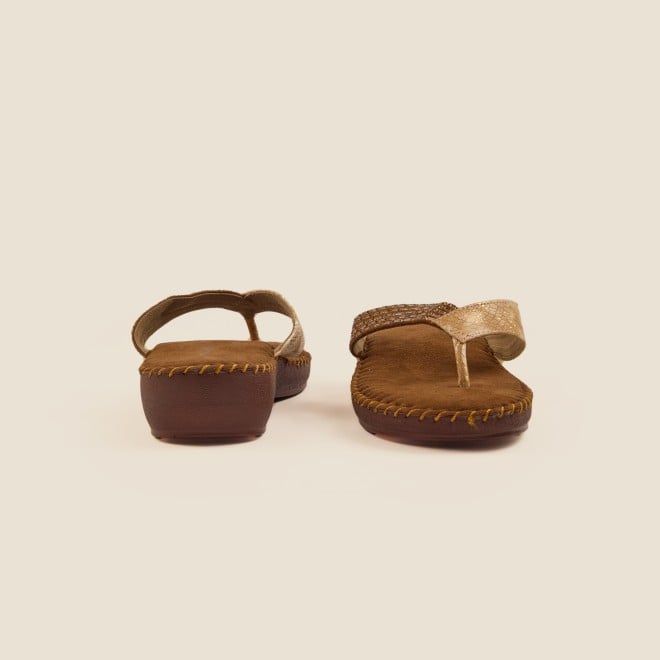 Mochi Women Antique-Gold Casual Slippers (SKU: 44-1675-28-36)
